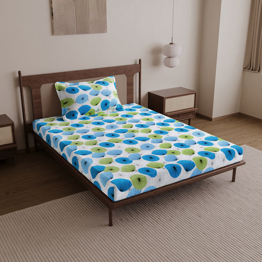 Dandelions Floral Print Blue Single Cotton Bedsheet