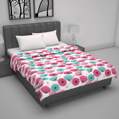 Dandelions Floral Print Pink 144 TC 100% Cotton Cozy and Comfy Dohar for Double Bed