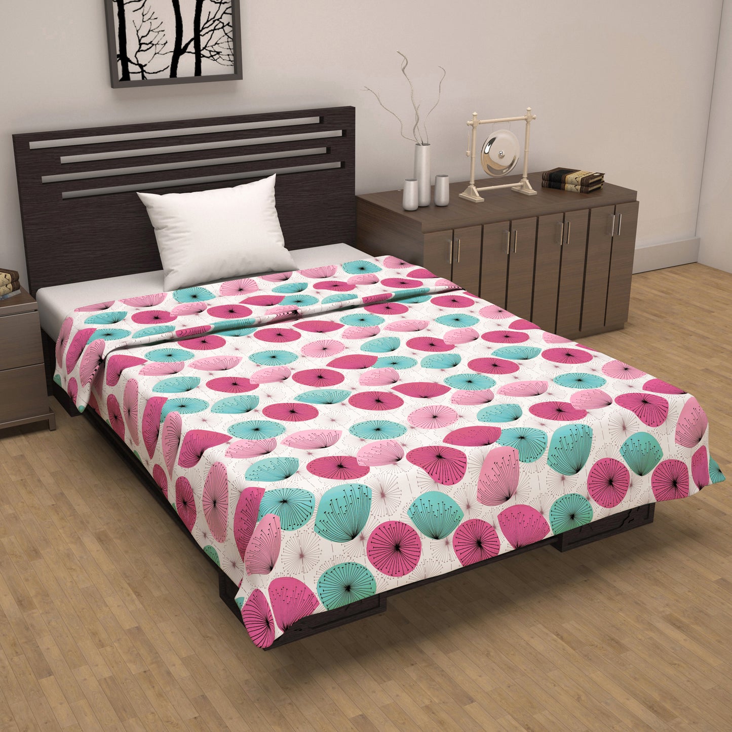 Pink Floral Pattern 144 TC Single Bed AC Dohar Lightweight 120 GSM Perfect for Your Living Room