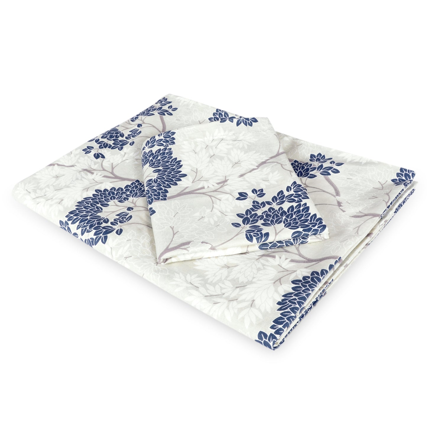 Grey Blue Autumn Tree Leaf Single Bed Bedsheet