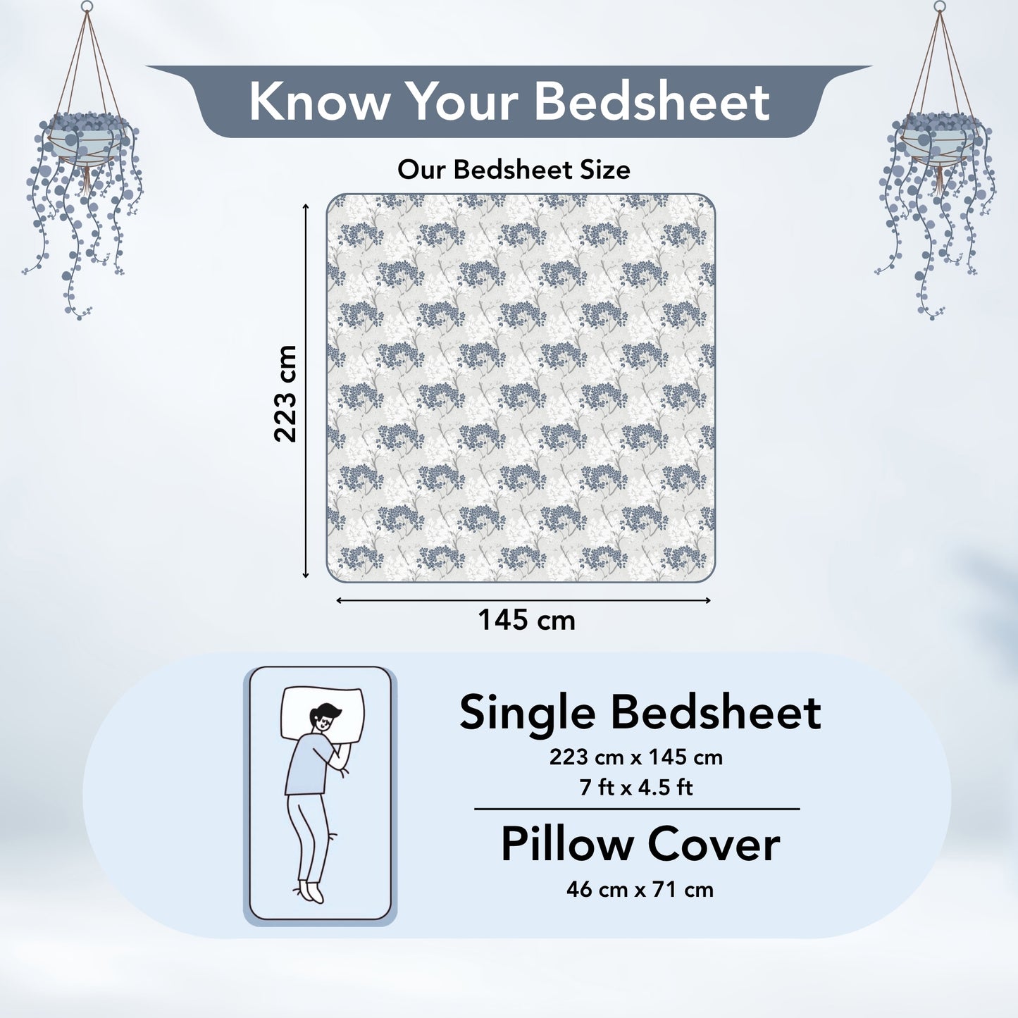 Grey Blue Autumn Tree Leaf Single Bed Bedsheet