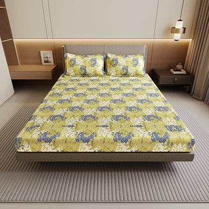 Green Autumn Tree Leaf Bedsheet For Double Bed