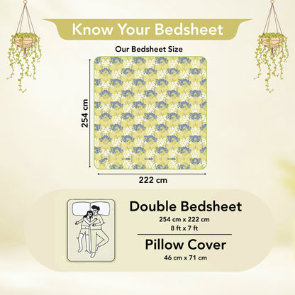 Green Autumn Tree Leaf Bedsheet For Double Bed