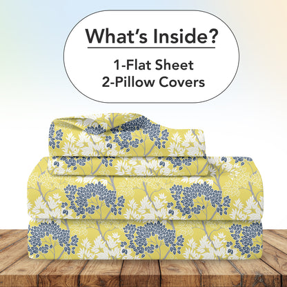 Green Autumn Tree Leaf Bedsheet For Double Bed
