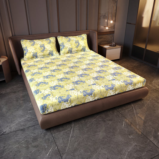 Green Autumn Tree Leaf Bedsheet For King Size Bed