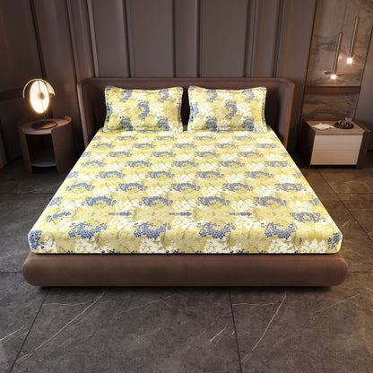 Green Autumn Tree Leaf Bedsheet For King Size Bed