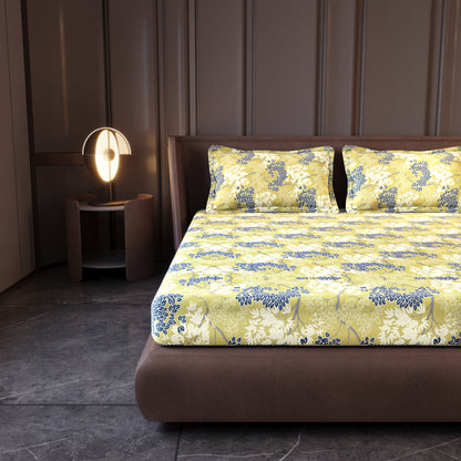 Green Autumn Tree Leaf Bedsheet For King Size Bed