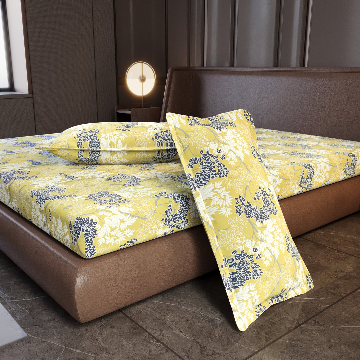 Green Autumn Tree Leaf Bedsheet For King Size Bed