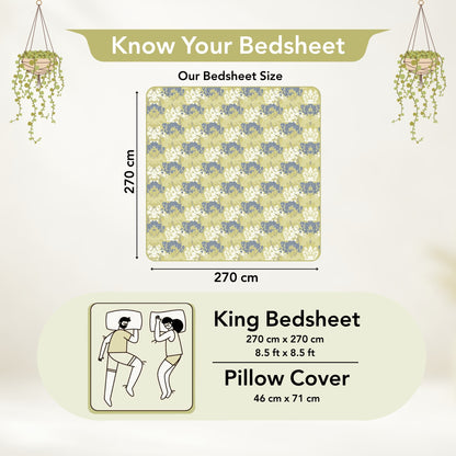 Green Autumn Tree Leaf Bedsheet For King Size Bed