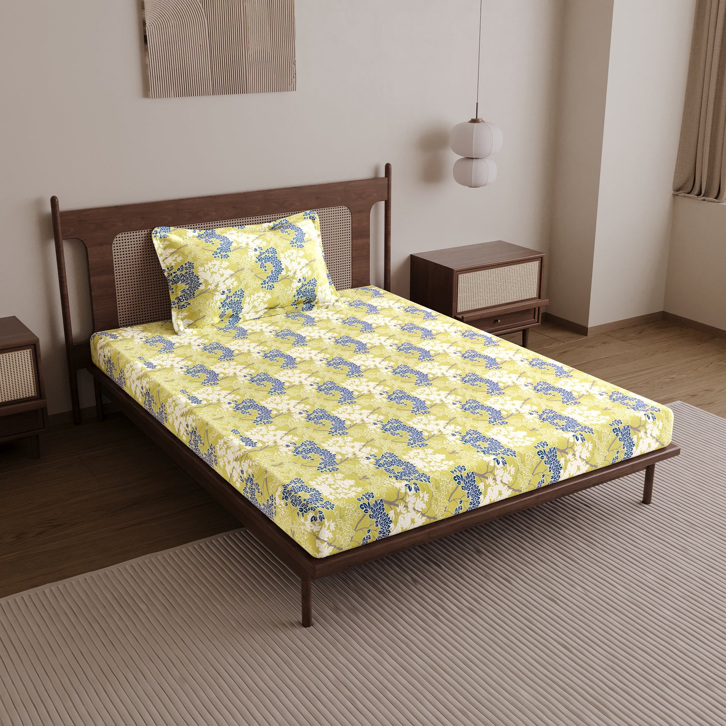 Green Autumn Tree Leaf Single Bed Bedsheet
