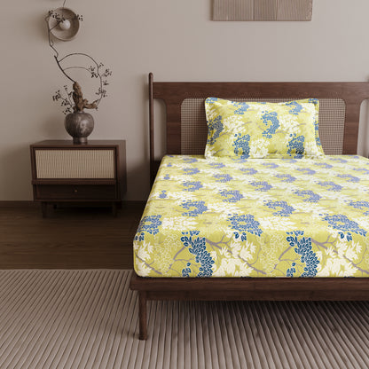 Green Autumn Tree Leaf Single Bed Bedsheet
