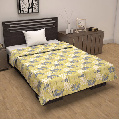 Floral Lime Green and Grey 144 TC Single Bed AC Dohar Lightweight 120 GSM Perfect for Your Living Room