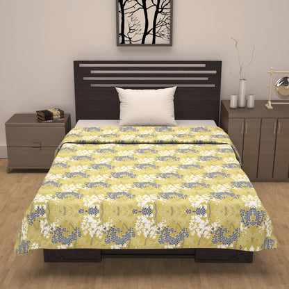 Green And Brown Floral Cotton Dohar Combo For Single Bed