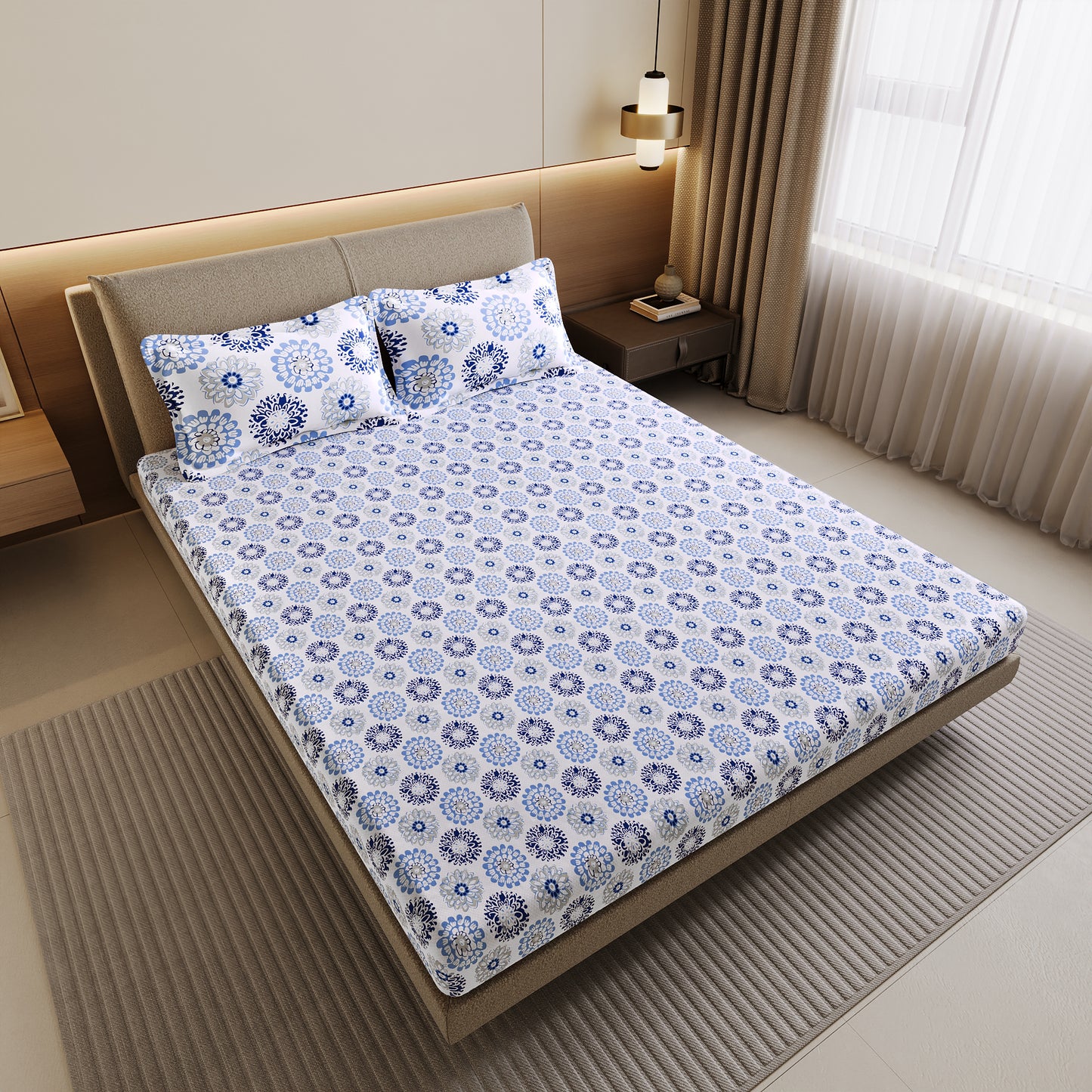 Dahlia Print Bedsheet For Double Bed