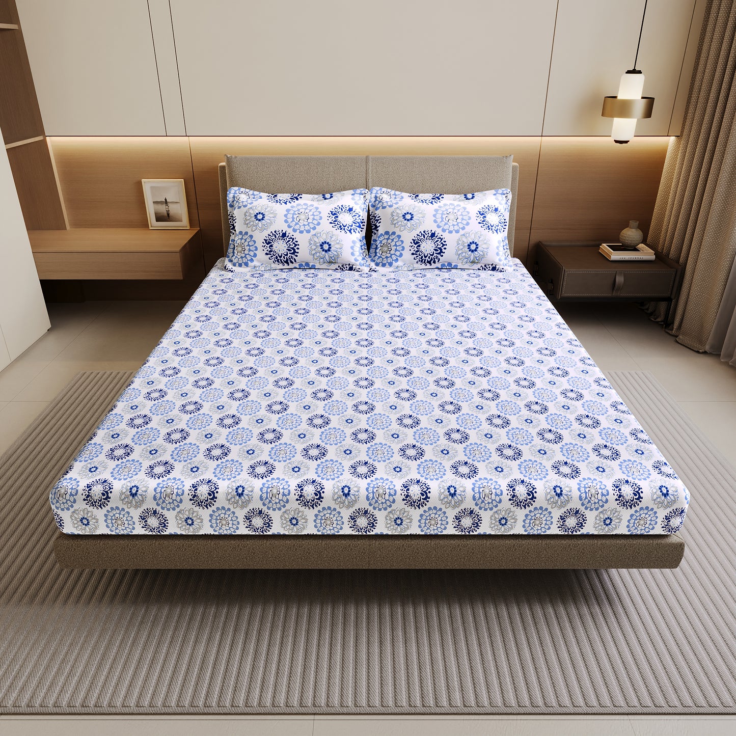 Dahlia Print Bedsheet For Double Bed