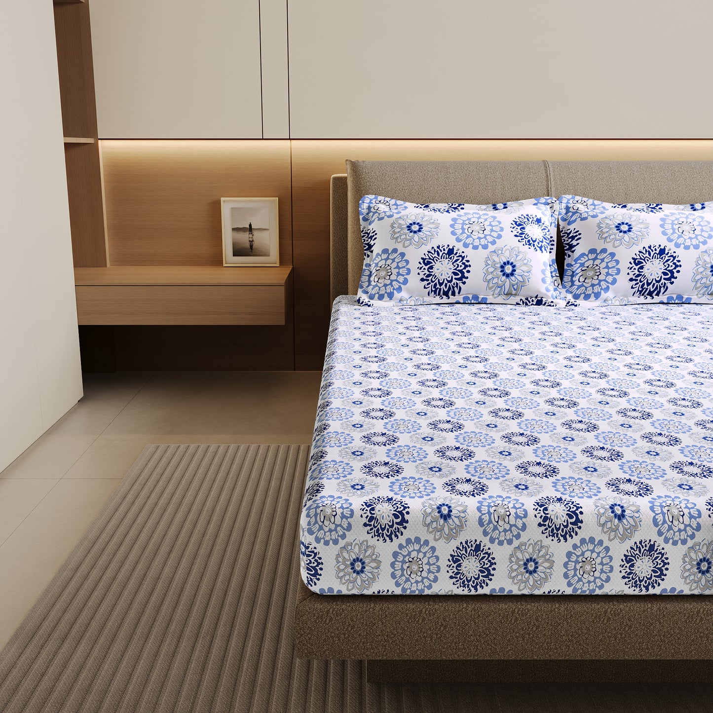 Dahlia Print Bedsheet For Double Bed