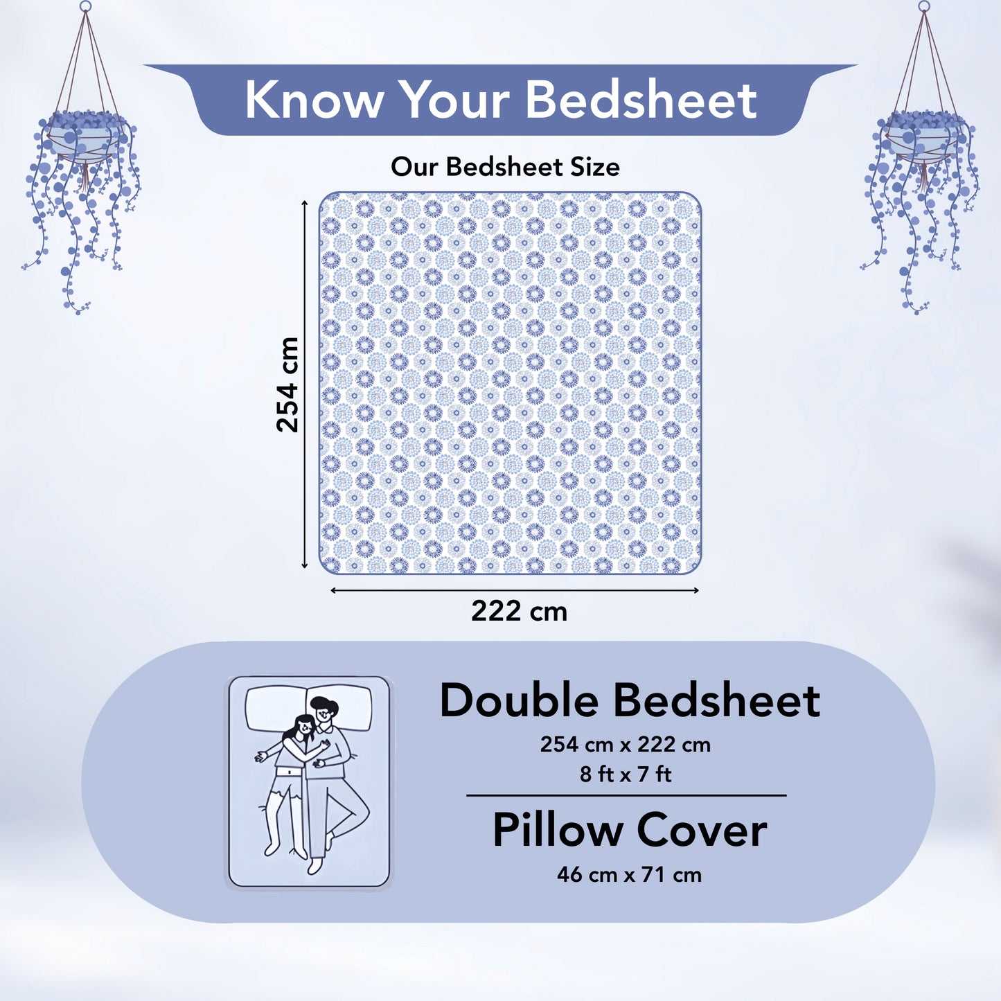 Dahlia Print Bedsheet For Double Bed