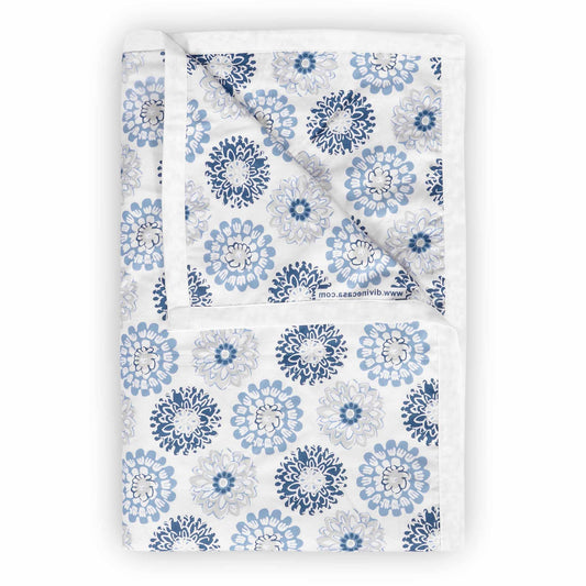 Blue and Grey 144 TC 100% Cotton Floral Double Bed AC Blanket Dohar for All Season