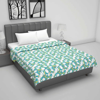 Floral Green 144 TC Double Bed AC Dohar Lightweight 120 GSM Perfect for Your Living Room