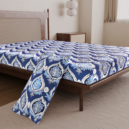 Damask Blue Pattern Single Bed Bedsheet