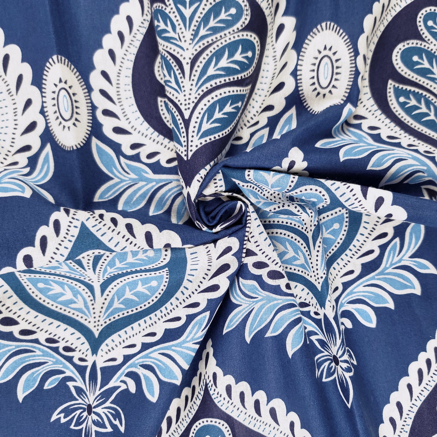Damask Blue Pattern Single Bed Bedsheet