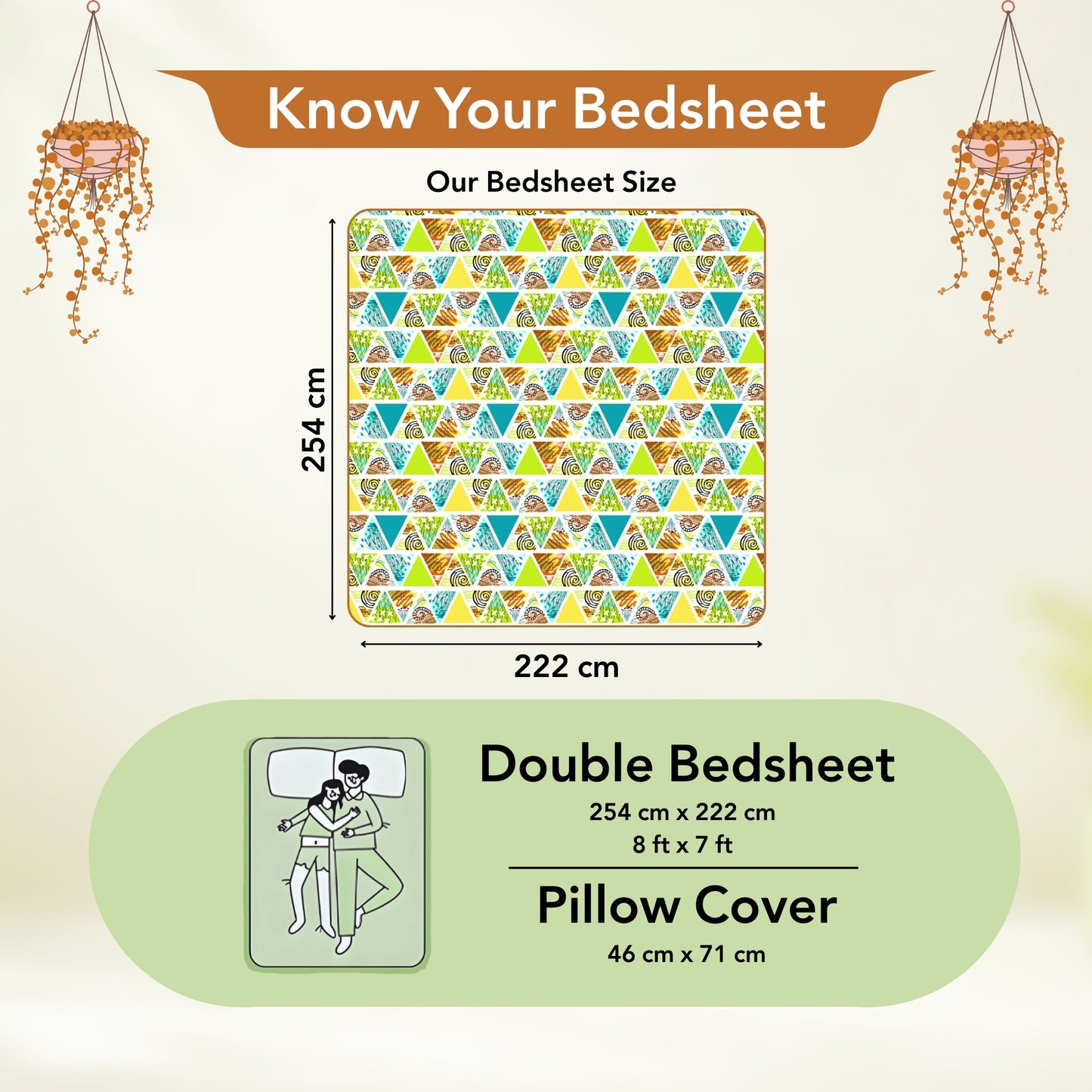 Triangle Candy Print Bedsheet For Double Bed