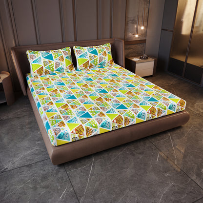 Triangle Candy Print Bedsheet For King Size Bed