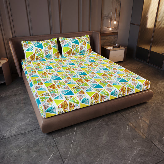 Triangle Candy Print Bedsheet For King Size Bed