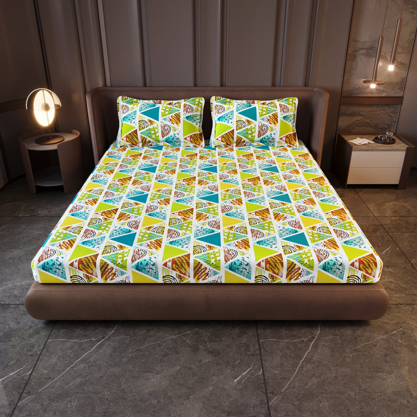 Triangle Candy Print Bedsheet For King Size Bed
