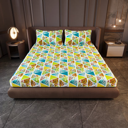 Triangle Candy Print Bedsheet For King Size Bed