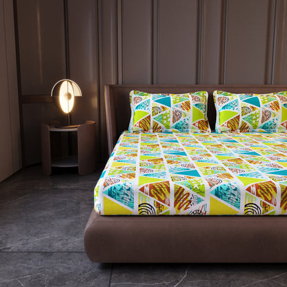 Triangle Candy Print Bedsheet For King Size Bed
