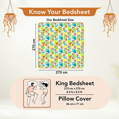 Triangle Candy Print Bedsheet For King Size Bed
