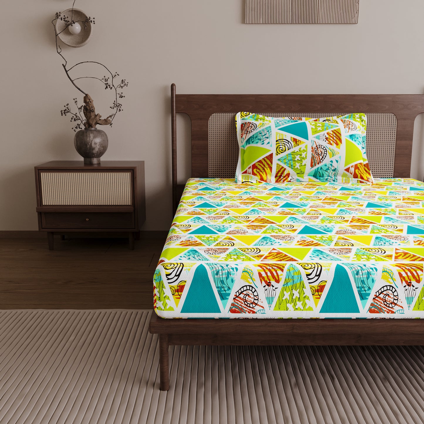 Triangle Candy Print Single Bed Bedsheet