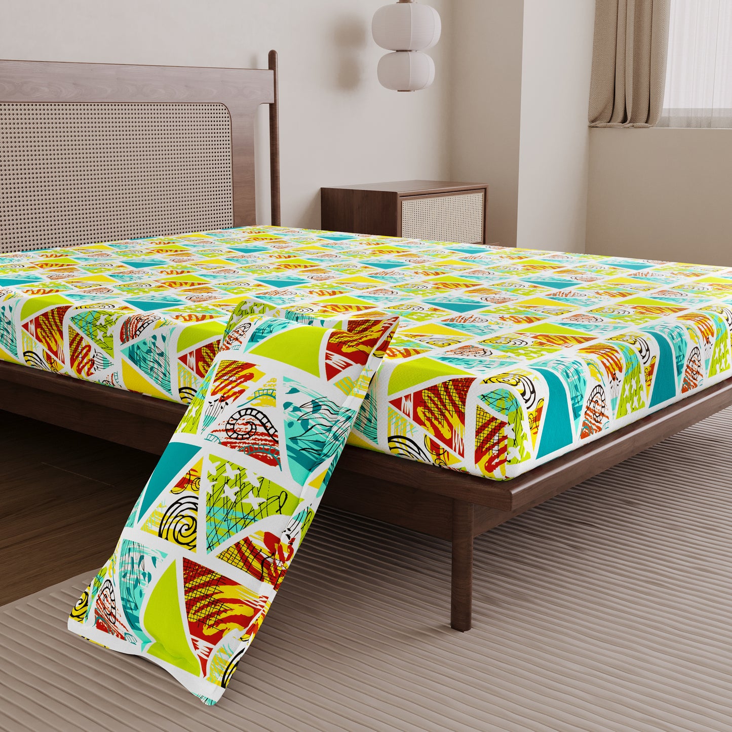 Triangle Candy Print Single Bed Bedsheet