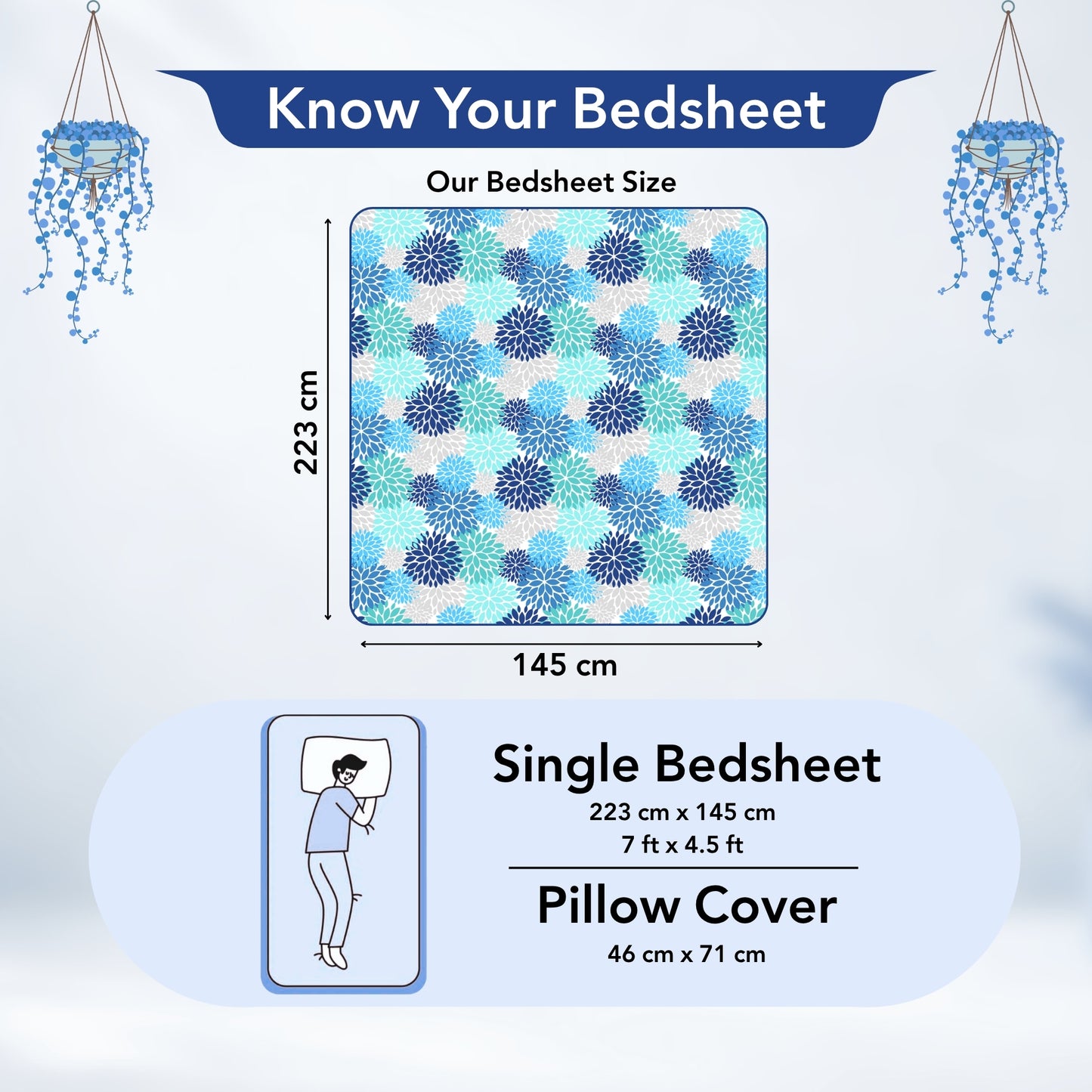 Silhouette Leaves Pattern Single Bedsheet
