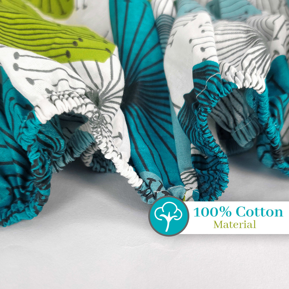 Dandelions Aqua Print Elastic Fitted Bedsheet For Double Bed