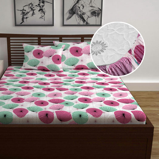 Opal Floral Printed Elastic Fitted Double Bed Bedsheet