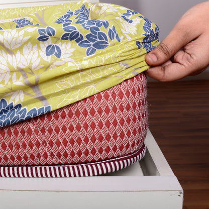 Lemon Drop Tree Leaf Elastic Fitted King Bed Bedsheet