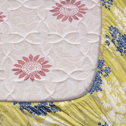 Lemon Drop Tree Leaf Elastic Fitted King Bed Bedsheet