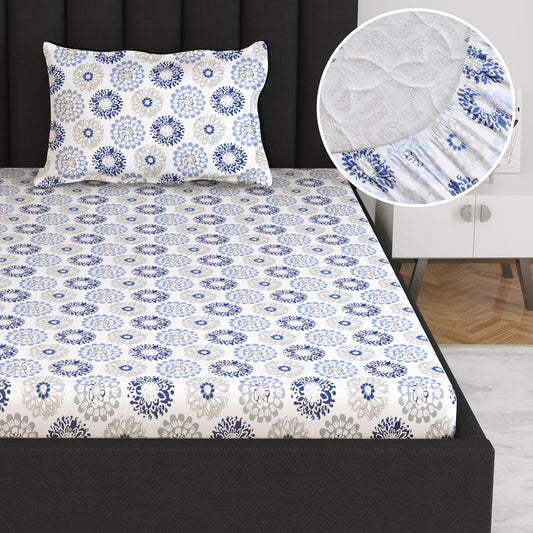 Dahlia Print Elastic Fitted Bedsheet For Single Bed