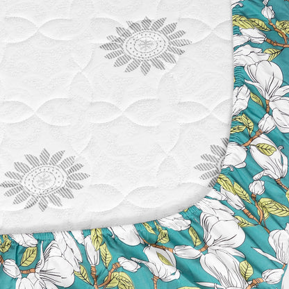 Meadow Green Floral Elastic Fitted Bedsheet for Single Bed