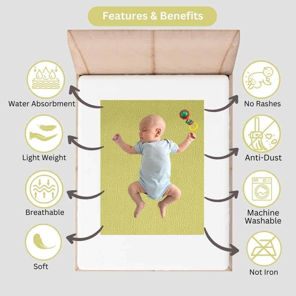 Waterproof Bed Protector, Quick Dry Sheet, Baby Bed Protector (70 X 100 CM), Pack of 1 - Yellow