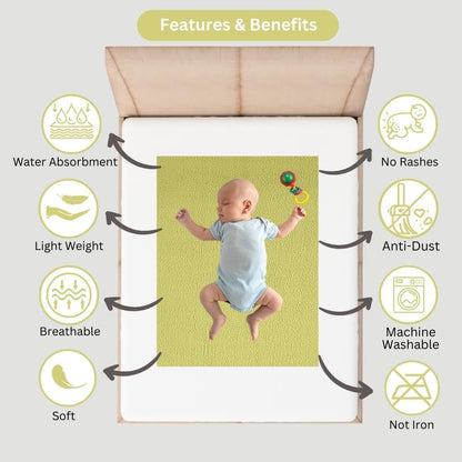 Waterproof Bed Protector, Quick Dry Sheet, Baby Bed Protector (70 X 100 CM), Pack of 1 - Yellow