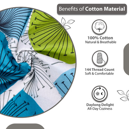 Dandelions Floral Print Blue Single Cotton Bedsheet