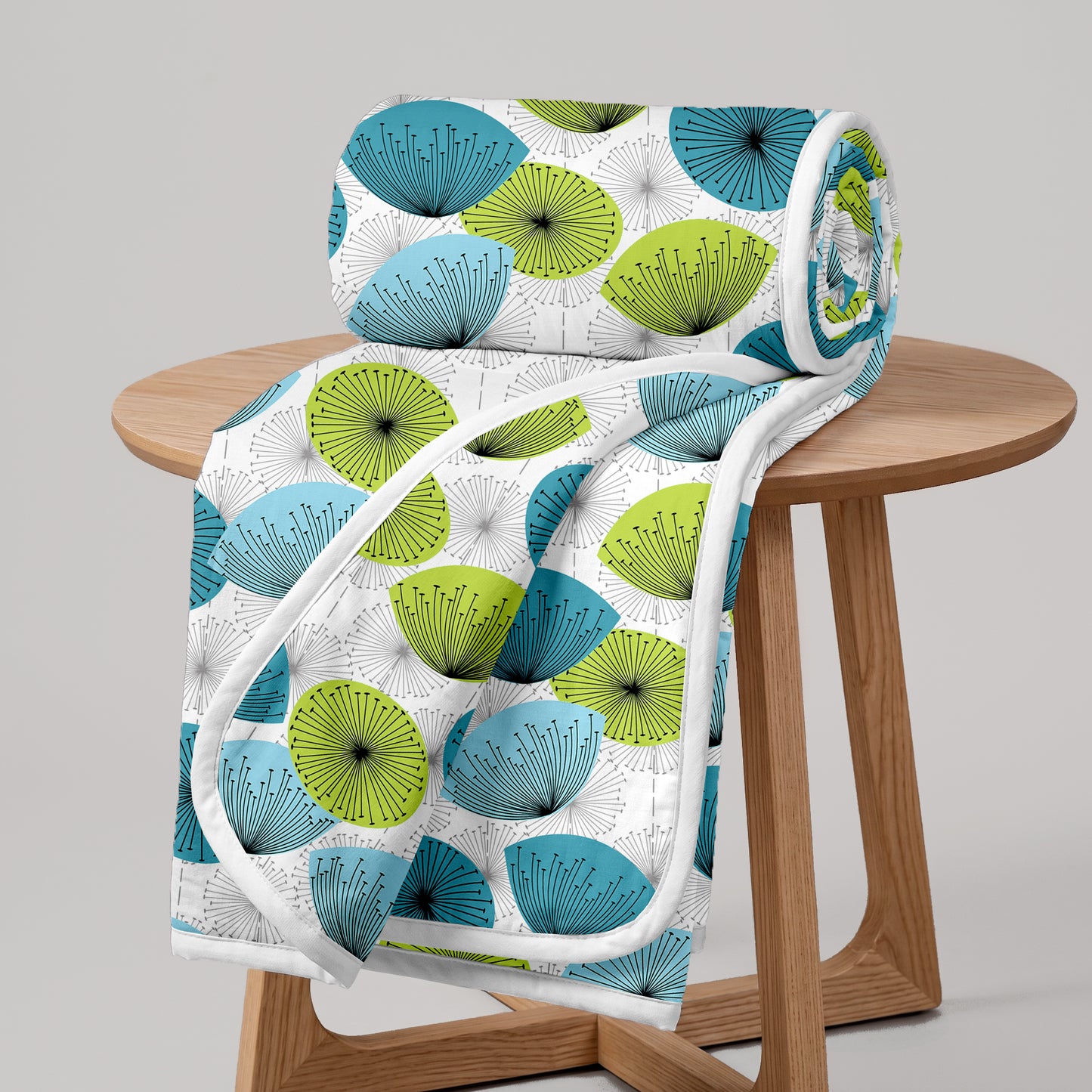 Dandelions Floral Print Blue 144 TC 100% Cotton Cozy and Comfy Dohar for Double Bed