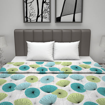 Dandelions Floral Print Blue 144 TC 100% Cotton Cozy and Comfy Dohar for Double Bed
