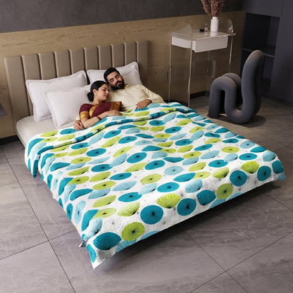Dandelions Floral Print Blue 144 TC 100% Cotton Cozy and Comfy Dohar for Double Bed