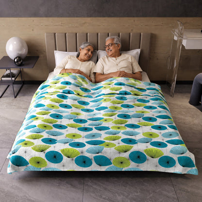 Dandelions Floral Print Blue 144 TC 100% Cotton Cozy and Comfy Dohar for Double Bed