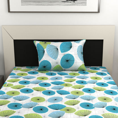 Dandelions Floral Print Blue Single Cotton Bedsheet