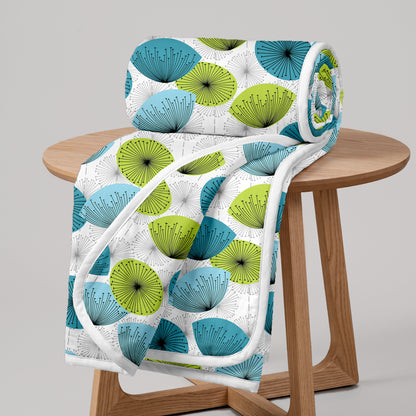 Dandelions Floral Print Blue 144 TC 100% Cotton Cozy and Comfy Dohar for Single Bed